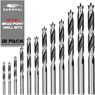 Brad Point Wood Drill Bit Set - Metric Sizes (12 Pack with Storage Case) Carpenters Quality - Drill Splinter-Free Perfect Round Holes in All Types of Wood