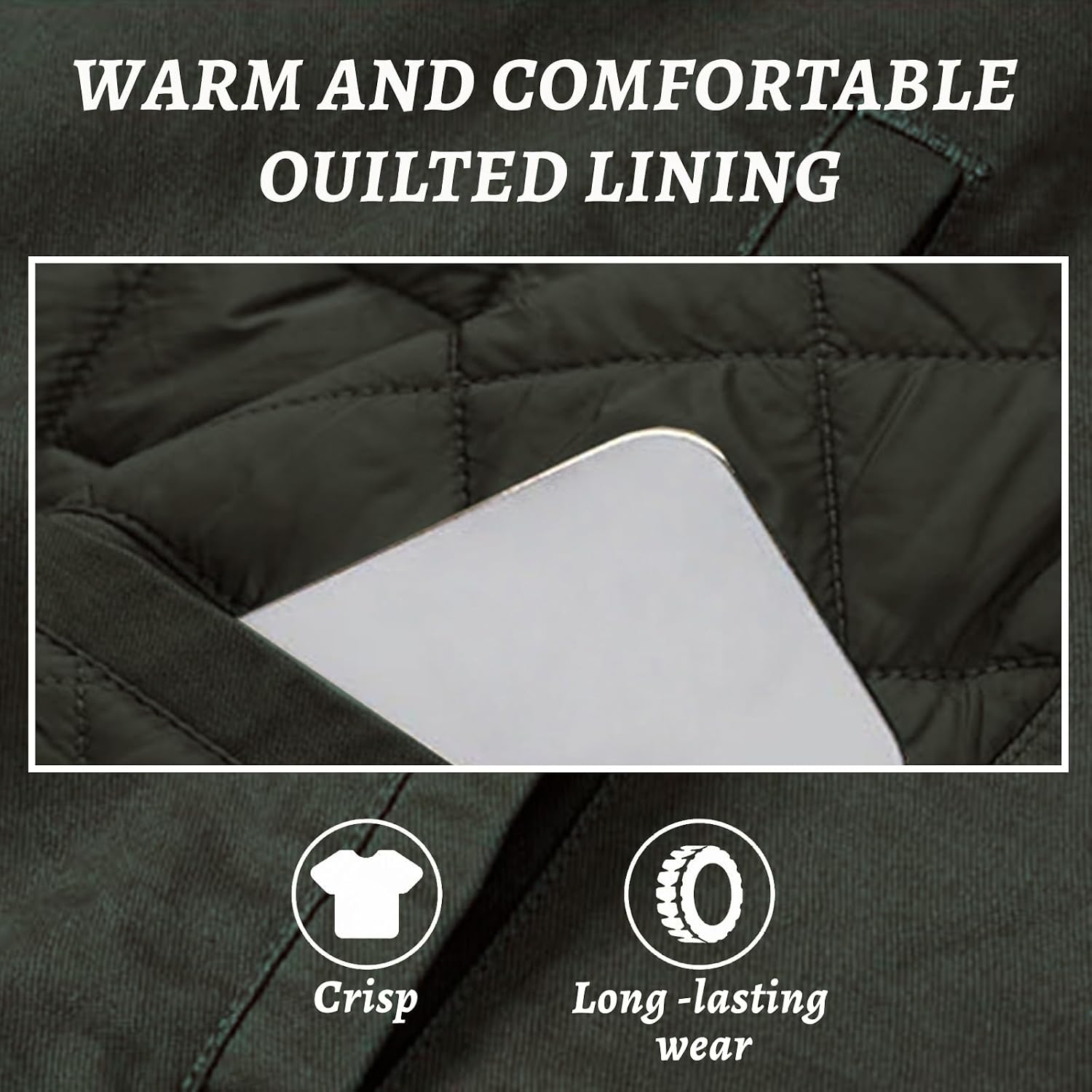 Men's Casual Quilted Cotton Jacket Fall Winter Bomber Jackets Full Zip Warm Padded Coats Fashion Loose Outwear Pockets