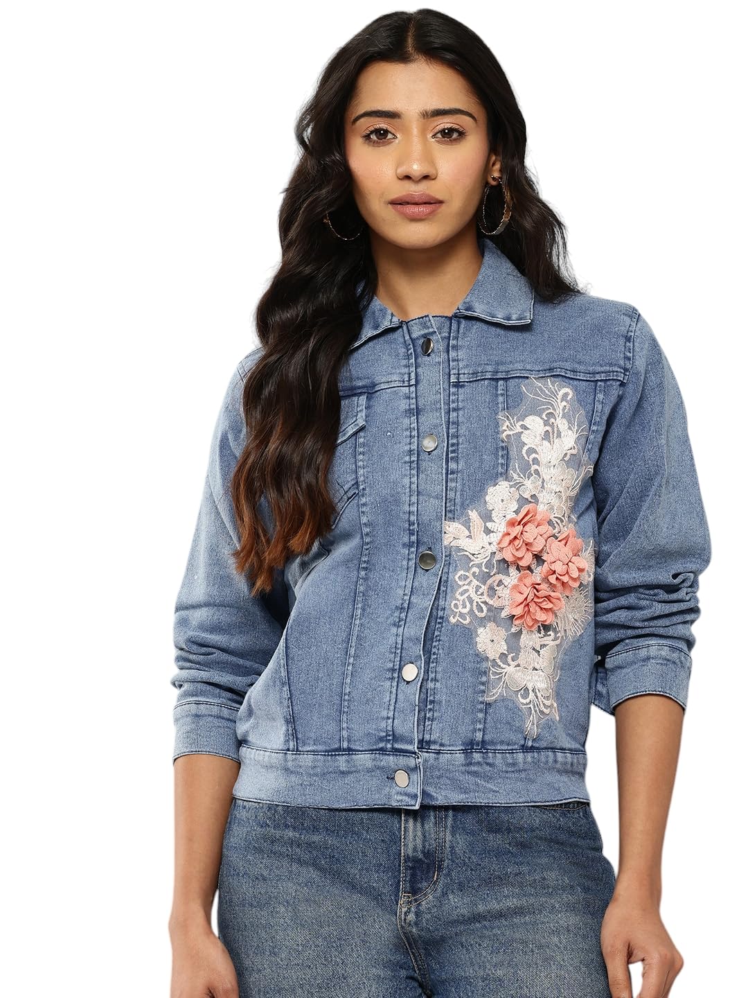 aarika Women's Denim Standard Floral Work Jacket-picture-38
