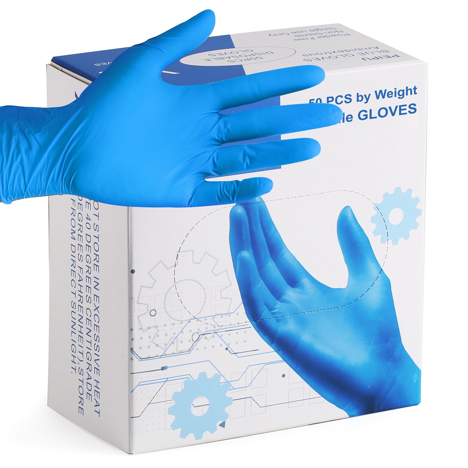 PEIPU Nitrile Disposable Gloves,Powder Free, Cleaning Service Gloves, Latex Free