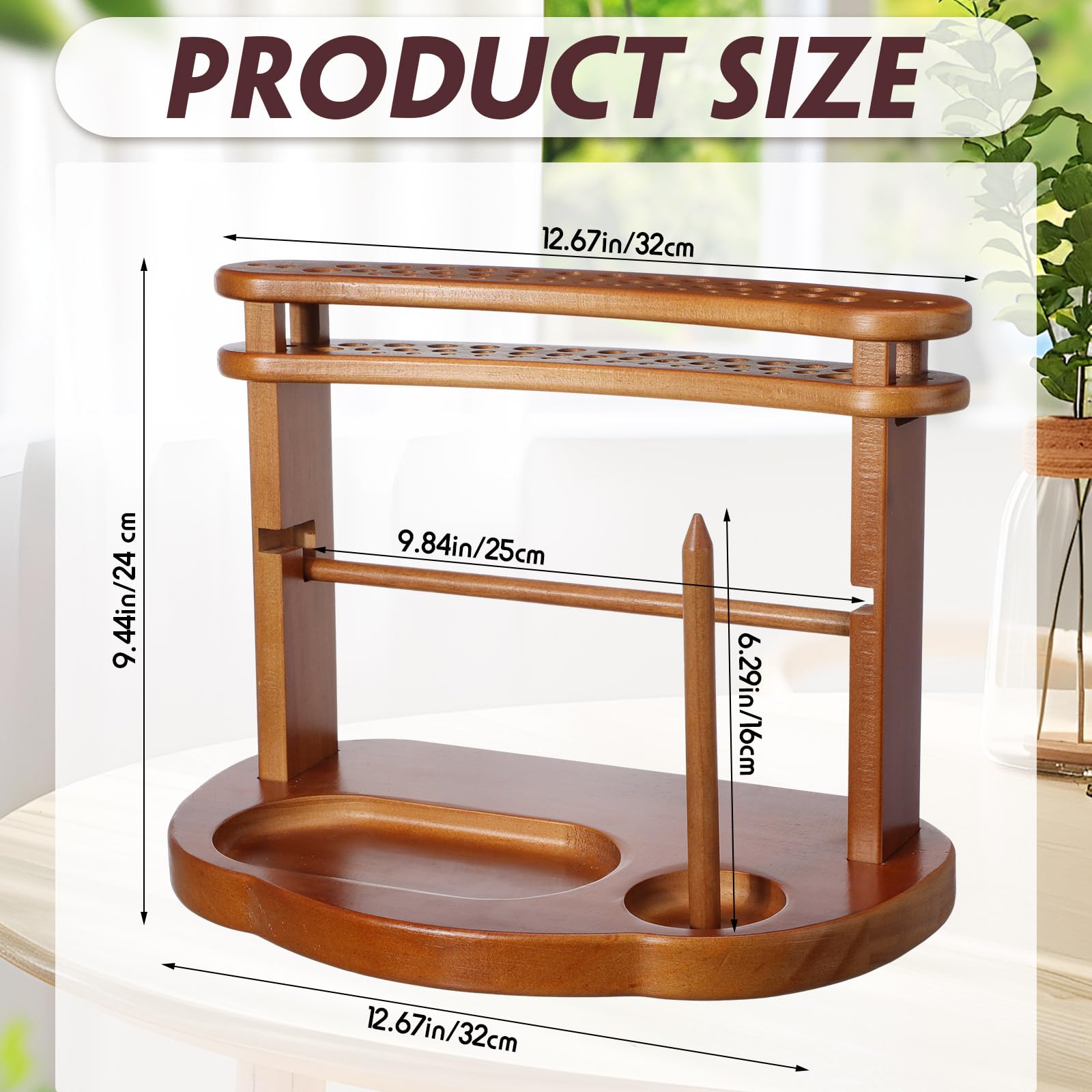 CroBlissful Yarn Holder for Crocheting Knitting Wooden Yarn Rack Stand with Slots Yarn Ball Holder Rotating Pendulum Yarn Ball Dispenser Stand Yarn Spinner Wool Storage for Lovers DIY Crafts Gifts