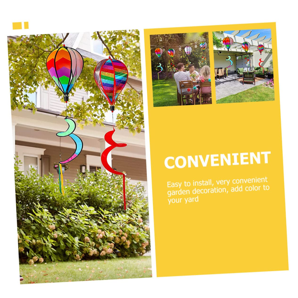 Mongolfiera Decorativa Con Mulino A Vento Per Giardino - Facile Installazione Per Esterni