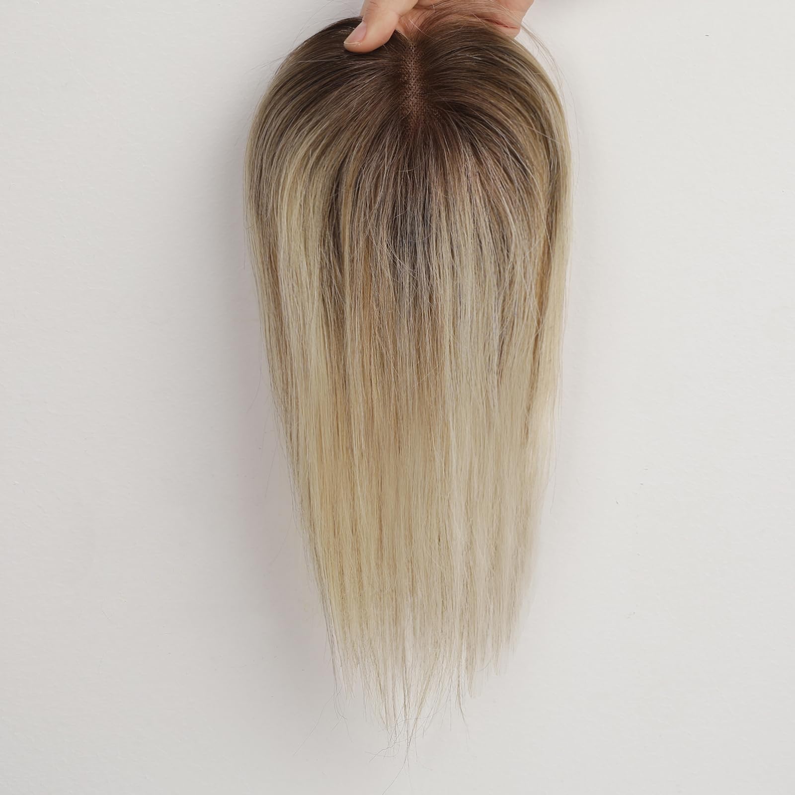 HAIRCUBE Remy menschliche Haar Toppers für Frauen, 100% 3.5in * 4in Hand-Tied Haar Toppers mit Schweizer Spitzenbasis 12in