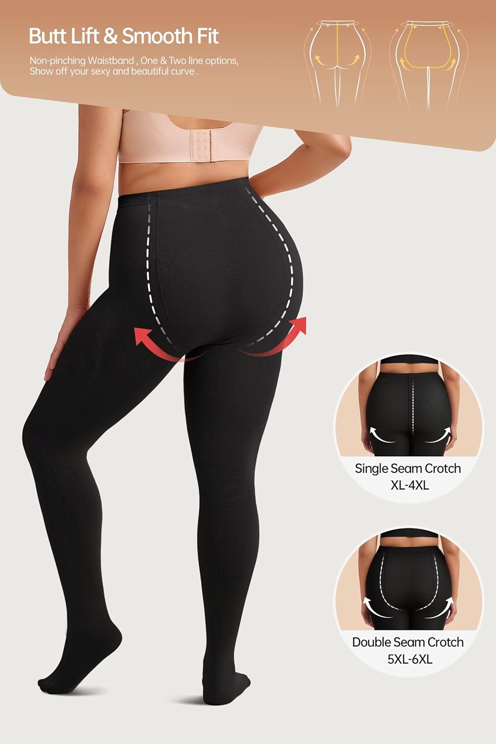 Vertvie Plus Size Fleece Lined Tights for Women Thermal Pantyhose Winter Warm Thick Tights High Waisted Opaque Leggings - Image 2