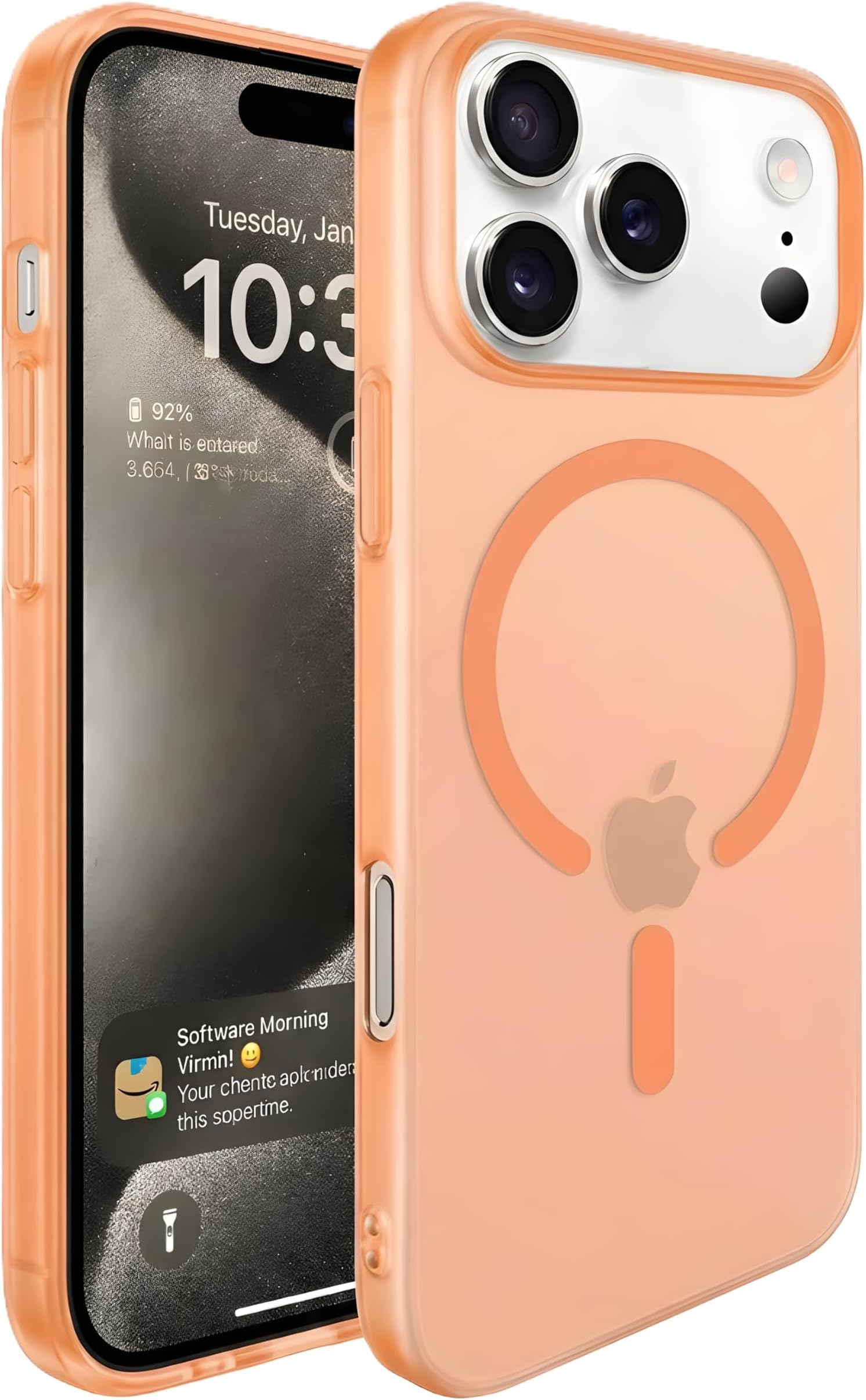 Next Store For iPhone 13 Pro 6.1-Inch Case Compatible with MagSafe Transparent Magnetic Protective Cover Shockproof Anti-Yellowing Slim Fit Full Camera Protection Soft Fingerprint Resistant (Orange)