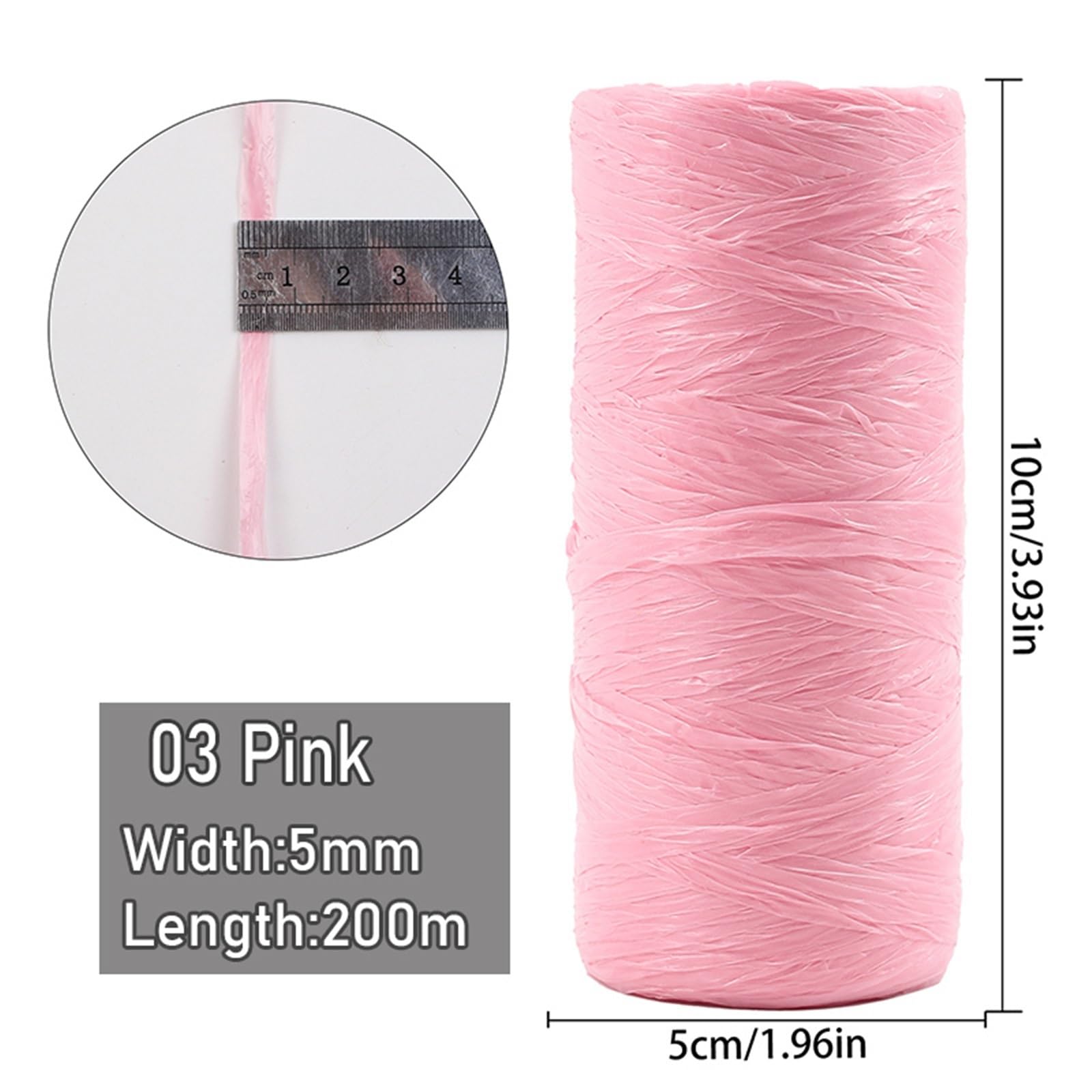 Nylonschnur, 5 Stück, 5 mm, Nylonfaden, Baumwollschnur für Geschenkverpackungen, DIY, Basteln, Stricken, Häkelgarn für Armbänder, Makramee (03 Rosa)