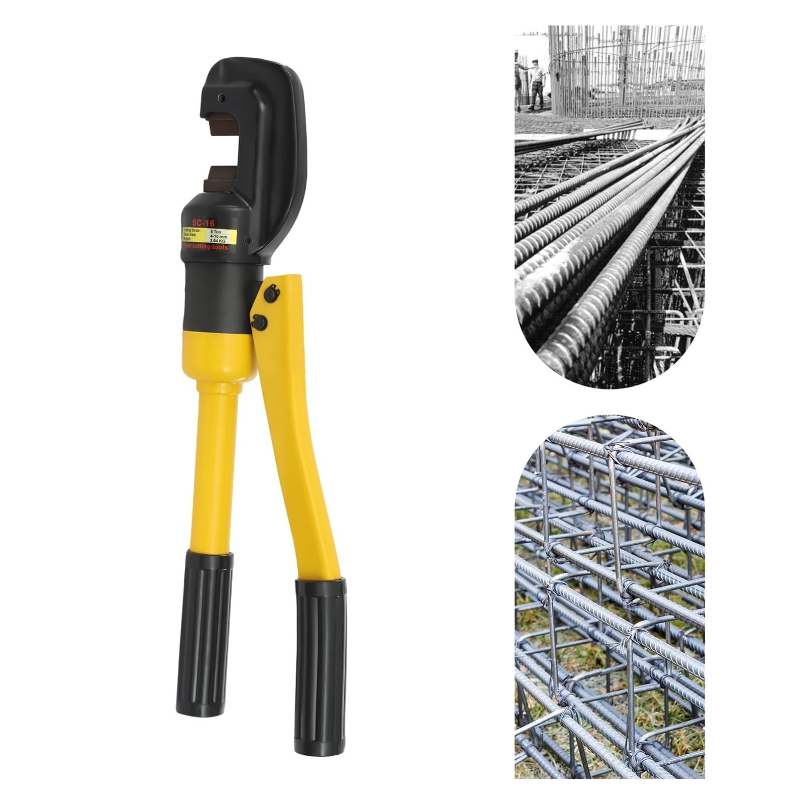 Cortadora de Varillas portátil, herienta hidráulica de Corte de 8 toneladas con Cabezal metálico Duradero y Cilindro de Aceite Sellado for Barras de Acero de Alta Resistencia.