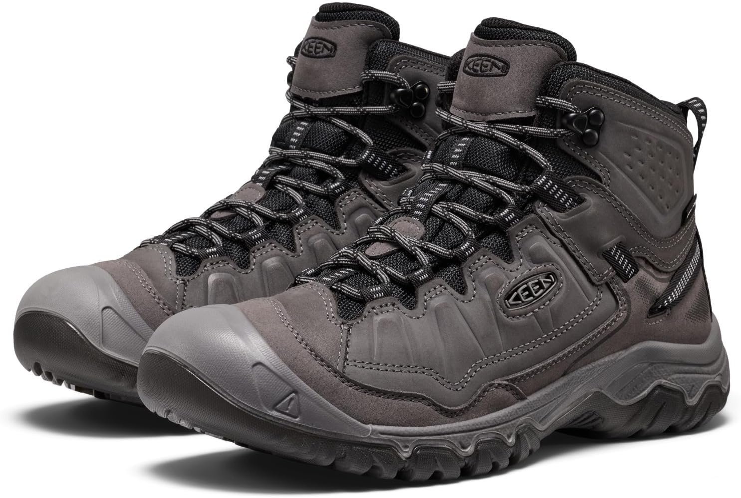 KEEN Men's Targhee 4 Mid Height Durable Comfortable Waterproof Hiking Boots, Magnet/Black, 13