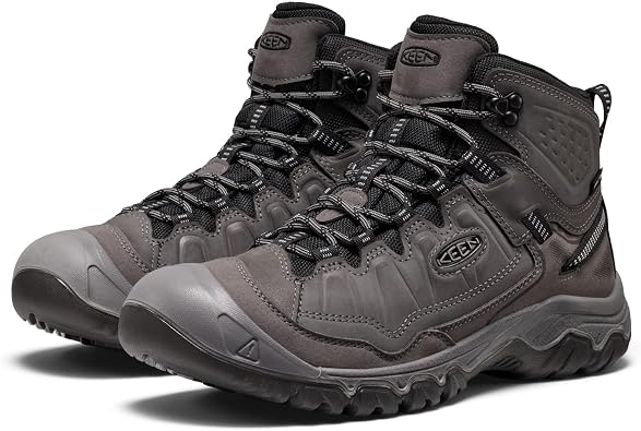 KEEN Men's Targhee 4 Mid Height Durable Comfortable Waterproof Hiking Boots, Magnet/Black, 8