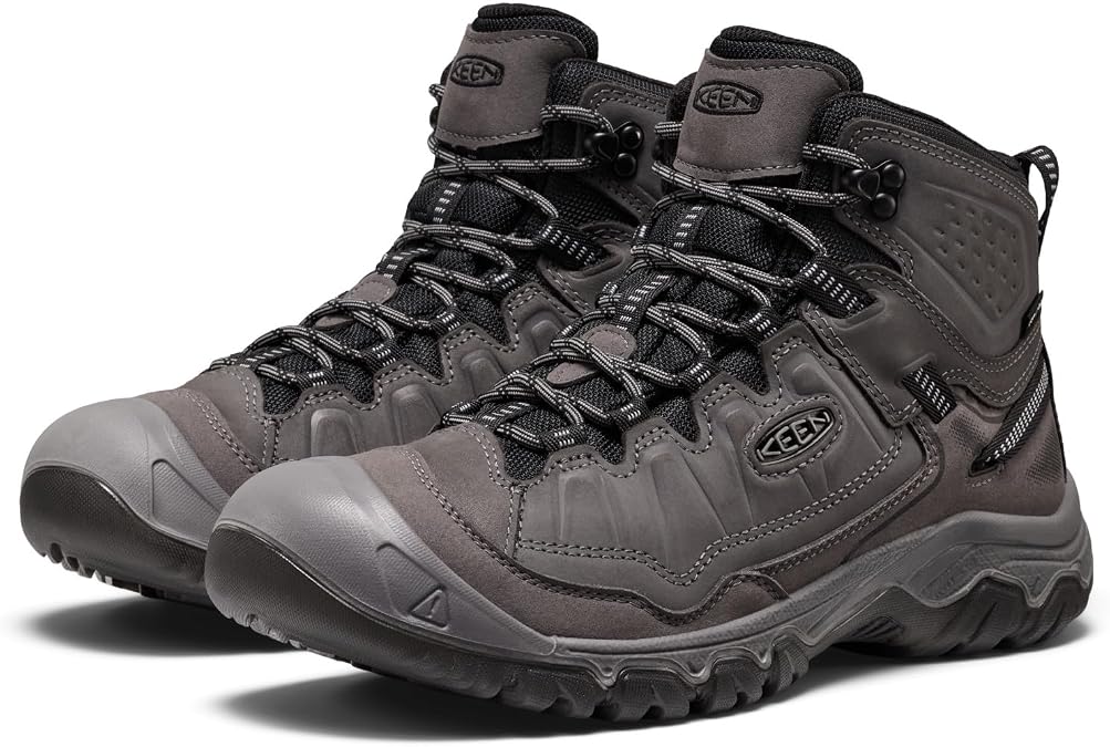 KEEN Men's Targhee 4 Mid Height Durable Comfortable Waterproof Hiking Boots, Magnet/Black, 8