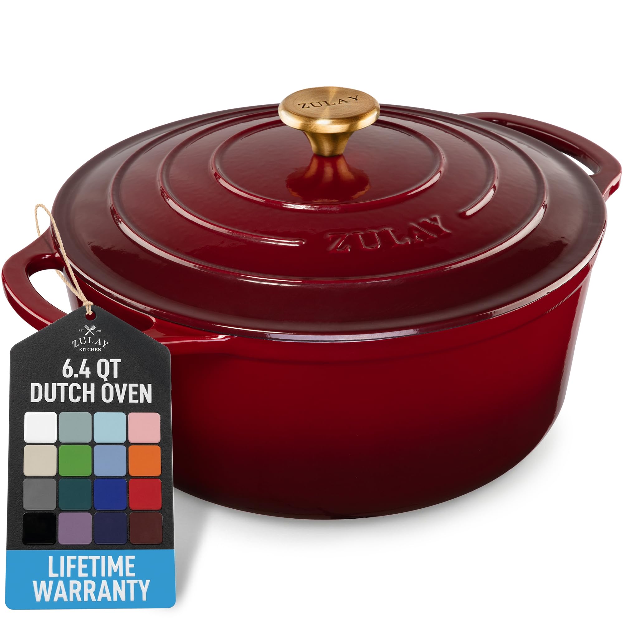 Zulay Kitchen 6.4QT Enameled Cast Iron Dutch Oven