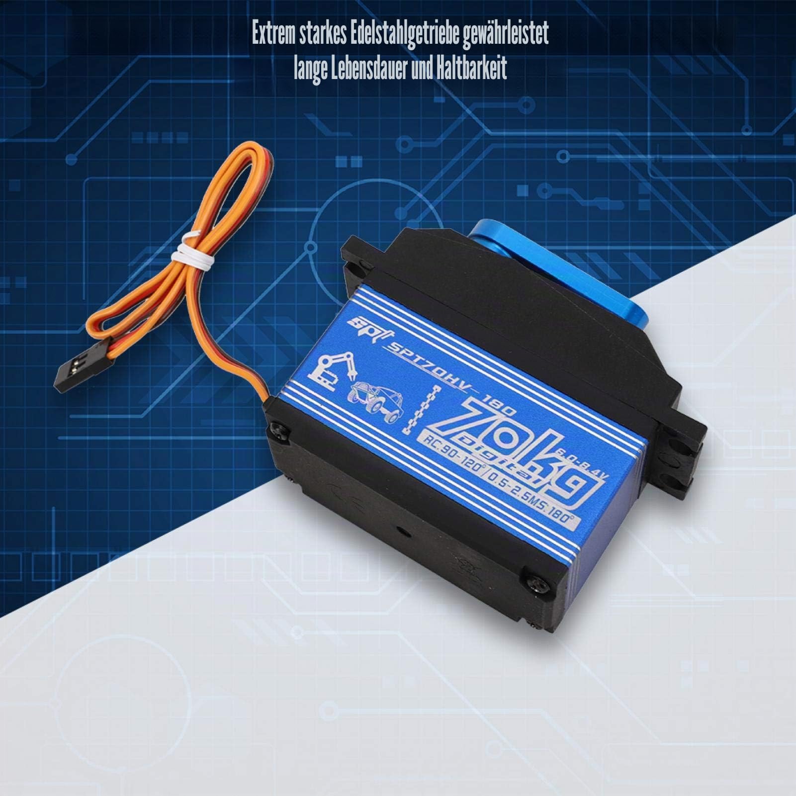 Voluxe RC Servo, Analog Servo, für 1/5 SPTZOHV180W 70KG Fernbedienung RC Car RC Spielzeug Zubehör Wasserdicht für Rc Flugzeug Rc Spielzeug(Black)