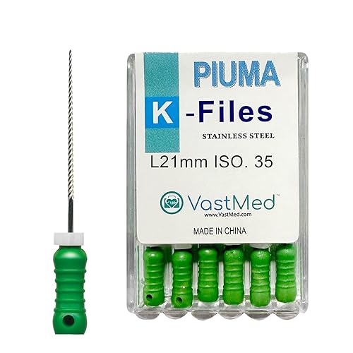 Miniatura 11 de 18 puntas de acero inoxidable Piuma # 25/0.984 in de mano Archivos de endodoncia dental para eliminar la pared del conducto radicular y dragar