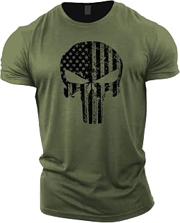 Skull USA Flag - Camiseta de gimnasio para hombre, diseño de bandera de EE. UU