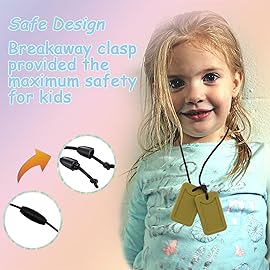 Sensory Chew Necklace for Kids and Adults, Silicone Dog Tag Pendant Chewy for Autism ADHD SPD PICA and Oral Motor Chewing Needs, Fidget Chewable Necklaces (Green)