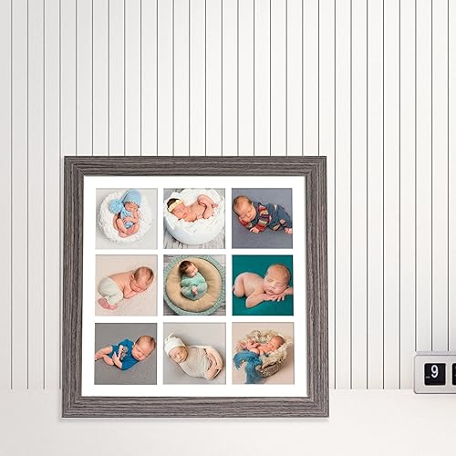 Miniatura 10 de YK Artwood Impresiones en lienzo personalizadas con tus fotos, marco de collage de 9 fotos, marco de madera dorado moderno de 12 x 12 pulgadas, con