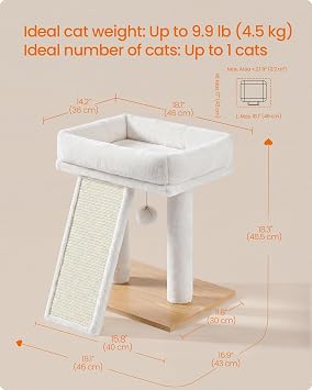 Feandrea Small Cat Tree, Compact Cat Tower with Scratching Post
