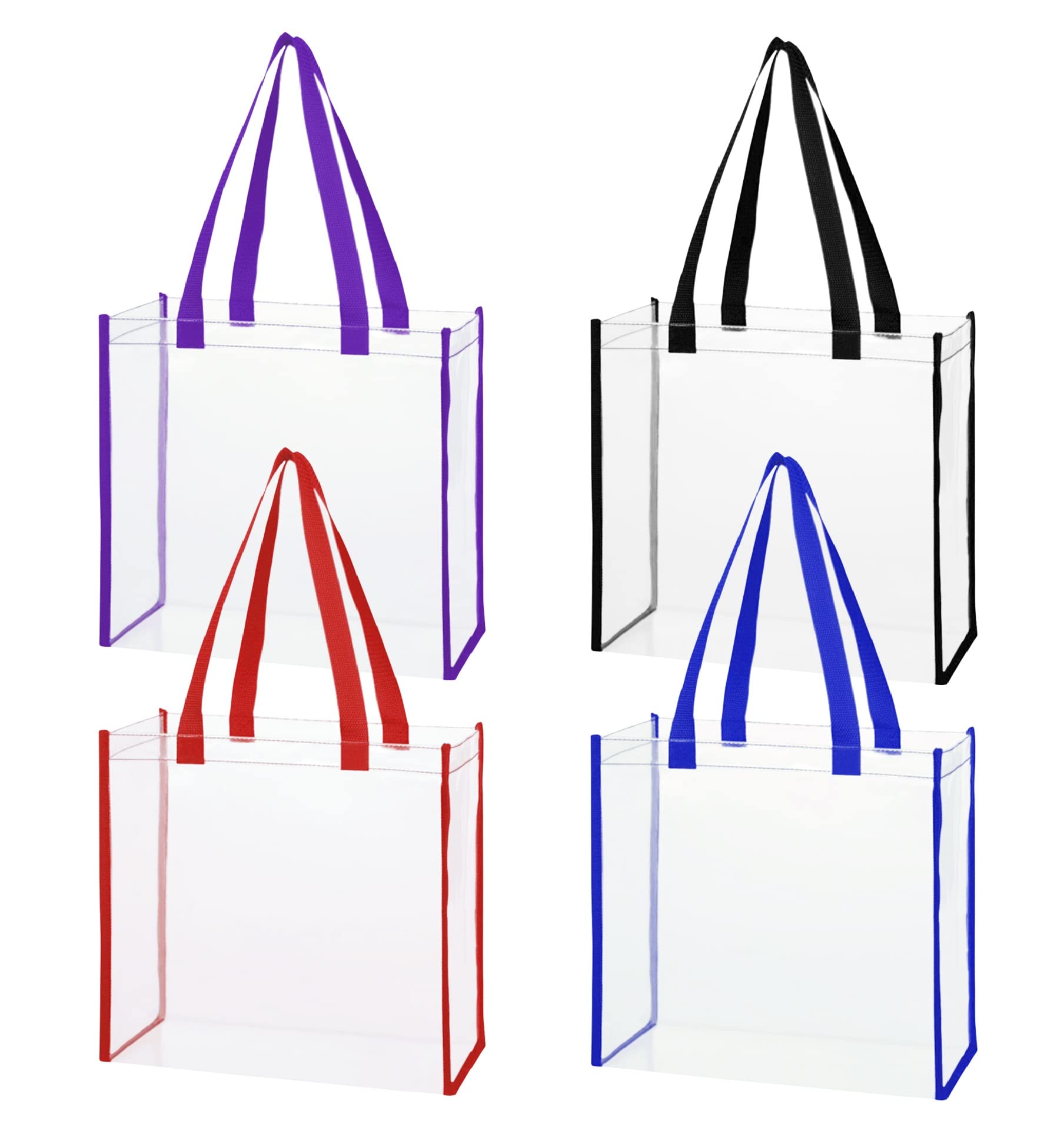 JJQHYC 4 Bolsa Transparente de Mujer Bolsa de Playa Bolso Transparente Aprobada para Estadios Bolso de Mano de PVC Bolsos Transparentes para Compras, Escuela y Viaje