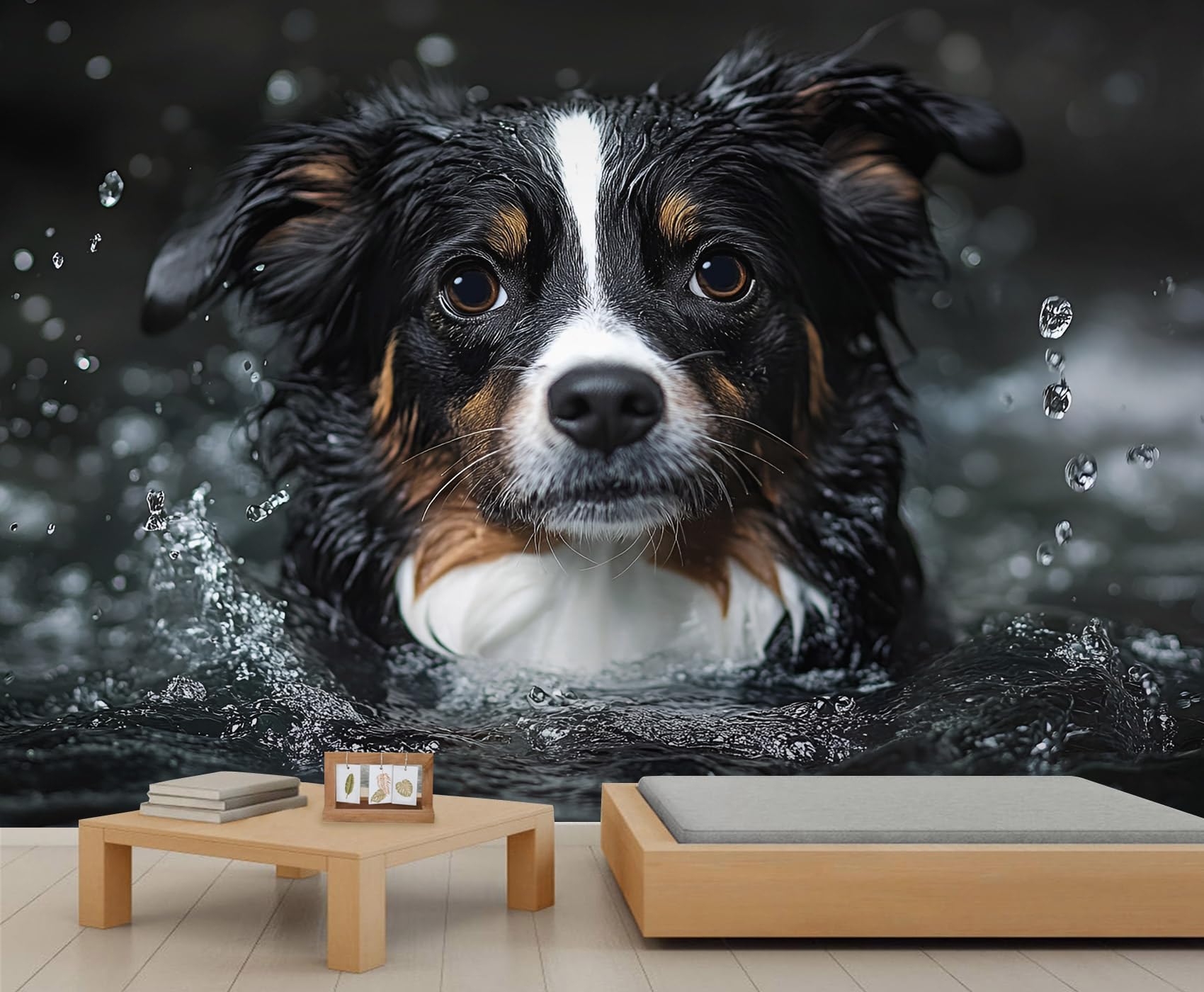 HYGIUID Dog Mural Sheepdog Wallpaper Animal Wall Mural Statement Wall Restaurant Diner Large-Scale Art Decor Photo Panoramic Accent (Non-self-Adhesive)