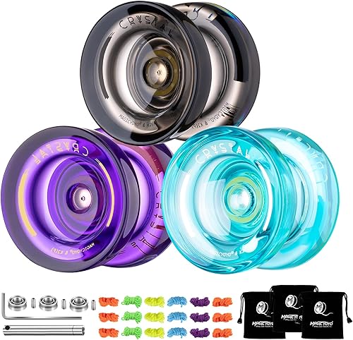 Paquete de 3 Yoyo K2 Crystal, Yoyos receptivos para niños principiantes, Yoyos de doble función con rodamientos Yoyo de repuesto que no responden