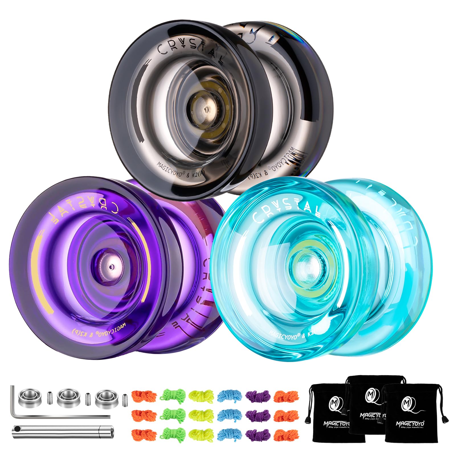 MAGICYOYO 3 Pack of Yoyo K2 Crystal, Responsive Yoyos for Kids Beginner