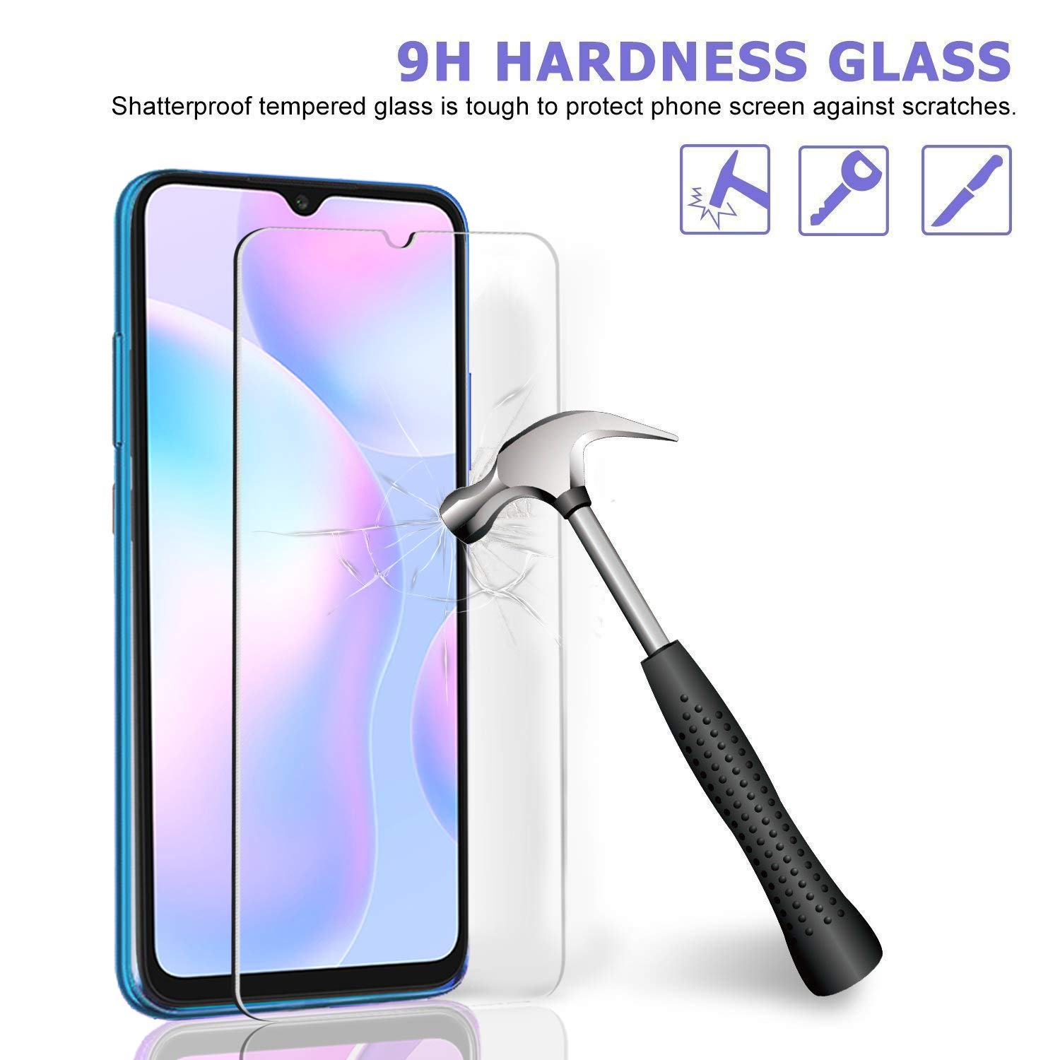 Asuwish Custodia Per Xiaomi Redmi 9A/9AT/9i Sport Con Supporto Anello Magnetico E Pellicola In Vetro Temperato - Cover Protettiva Rossa