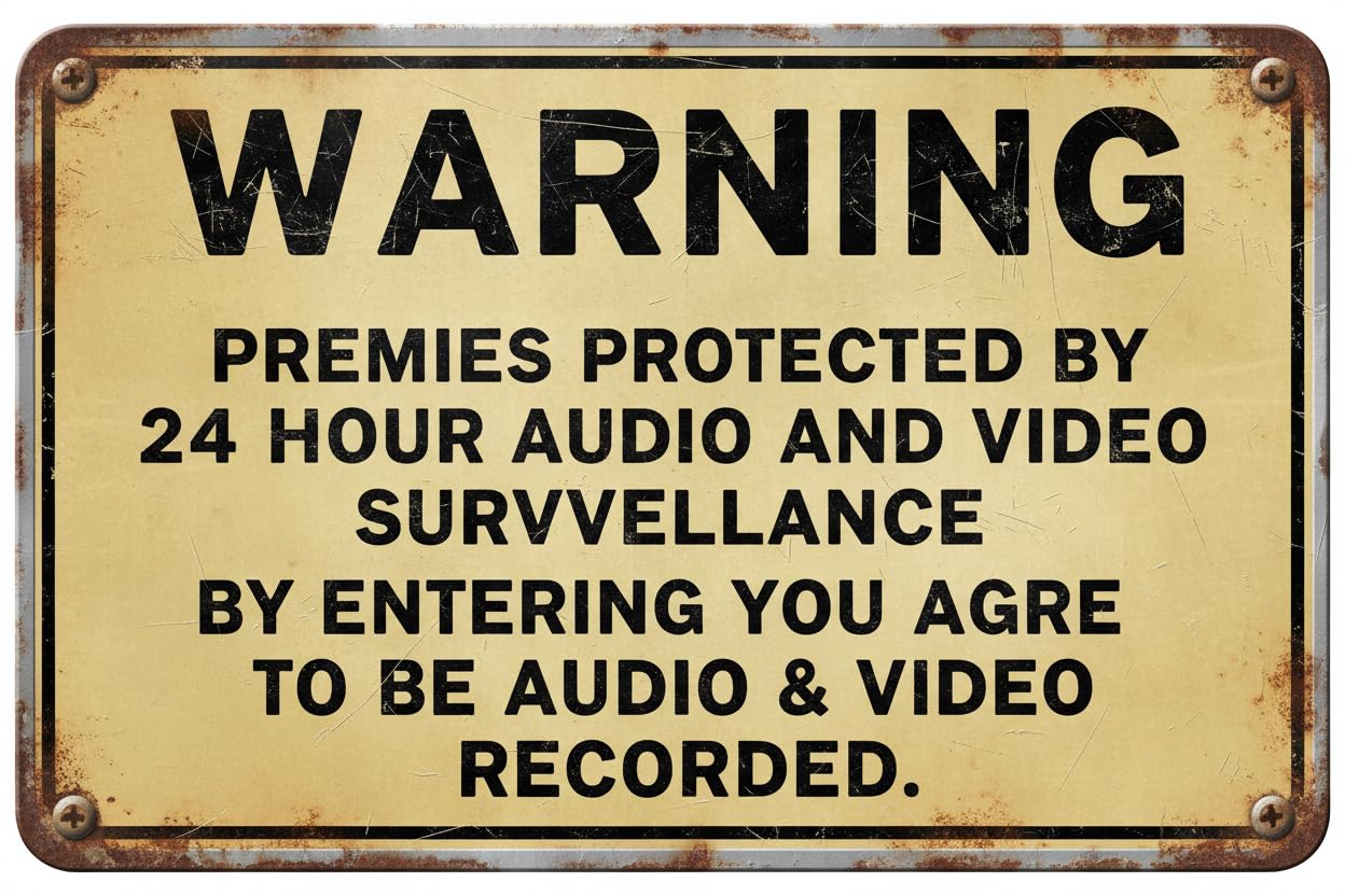 Warning Premises Under 24hr Audio Video Surveillance On Metal Sign 12"x8" Vintage Signs Aluminum Plates Printed