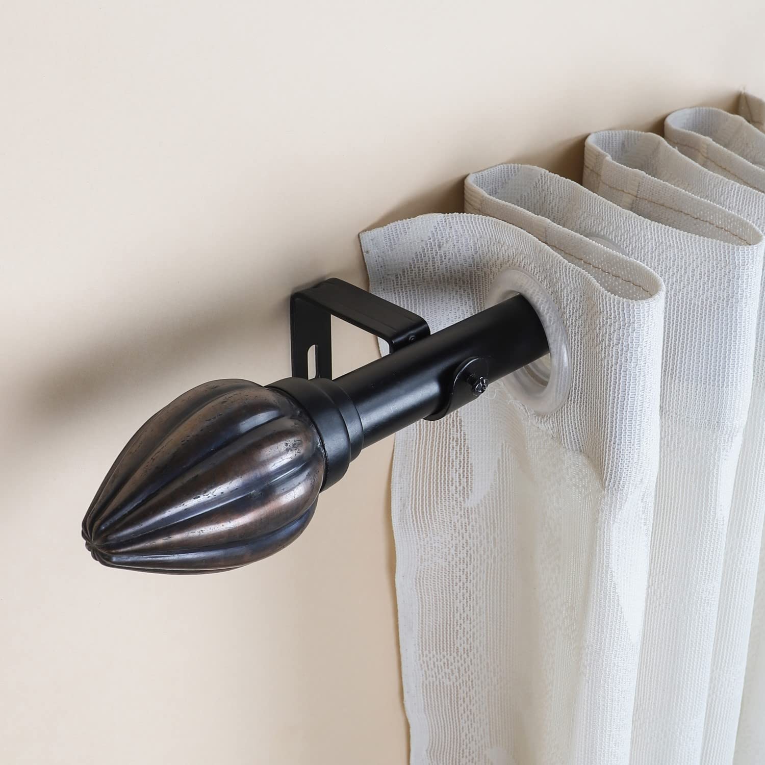 The Decor Mart 48"-88" Adjustable Curtain Rod for Door & Windows with Brackets Set Curtains Hanging Extendable Iron Metal Pipe Holder with Rustic Metal Finial (Black, 0.75" Diameter) (B09P8KP2JY) Amazon Price History, Amazon Price Tracker