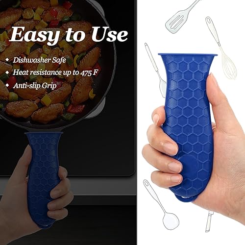 Miniatura 2 de Cubierta de mango de sartén de hierro fundido, 3 piezas cubierta de mango de sartén de hierro fundido resistente al calor, cubierta de mango de