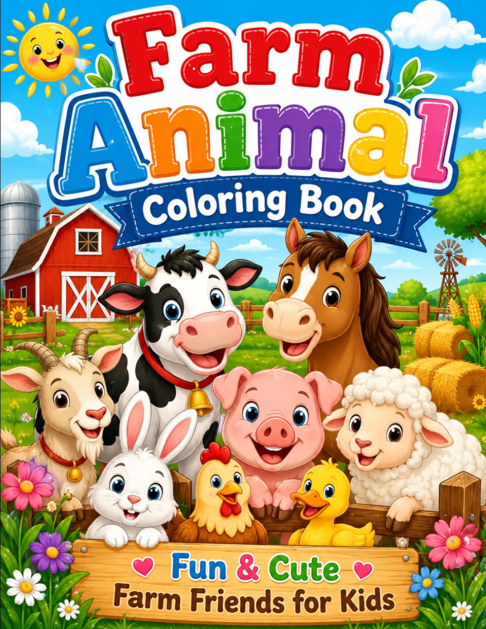 Farm Animal Coloring Book: Fun & Cute Farm Friends for Kids