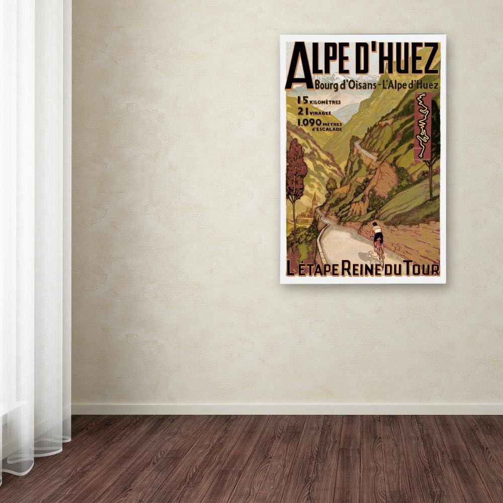 Vintage Alpe d'Huez Cycling Print on Canvas