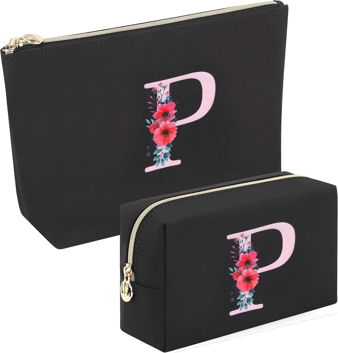 A-Z Personalized Makeup Bag 2 PCS, Birthday Gifts for Women/Mom/Girls