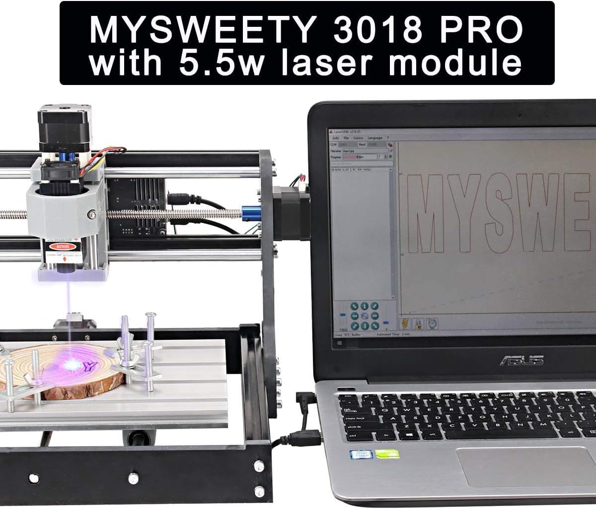 Nеw Dеаl MYSWEETY 2 in 1 5500mW CNC 3018 Pro Engraver Machine, GRBL Control 3 Axis DIY CNC Router Kit with 5.5W Module, Plastic Acrylic PCB PVC Wood Carving Milling Engraving Machine with Offline Controller