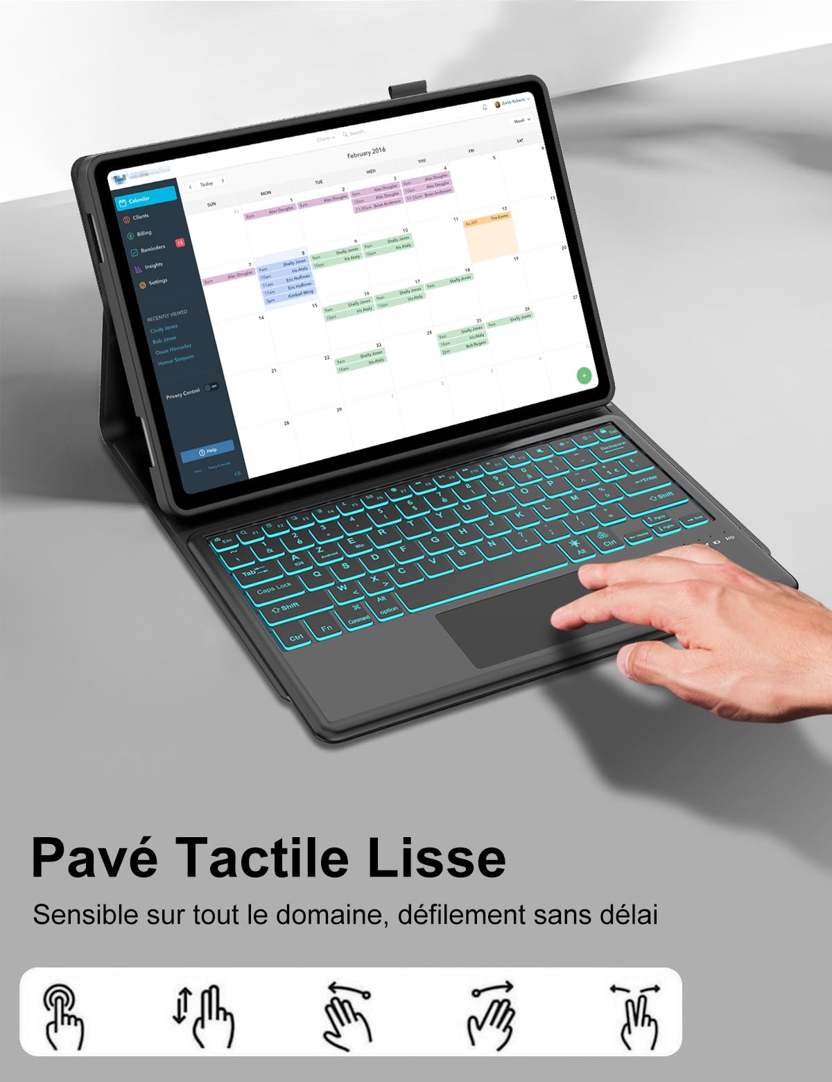 FOGARI Etui klawiaturowe do Honor Pad 10 WiFi Tablet 12,1" 2025 | AZERTY Francuska podświetlana klawiatura magnetyczna klawiatura bezprzewodowa Bluetooth do Honor Pad 10 2025 12.1", czarna