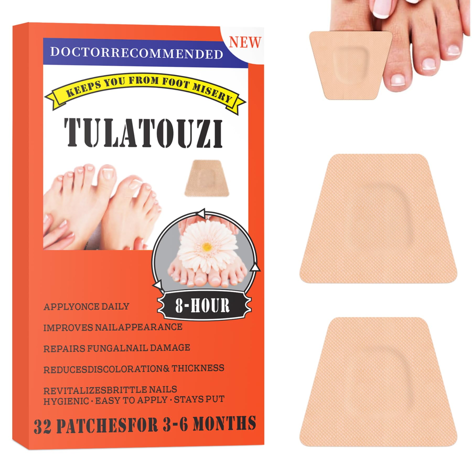 Toenail Fungus Treatment Extra Strength,Toe Nail Fungus Treatments 32 Pcs,Nighttime Renewal Fungus Nail Treatment Patch,One Patch Every Night for Effective Symptom Relief,Visible Results at A Glance