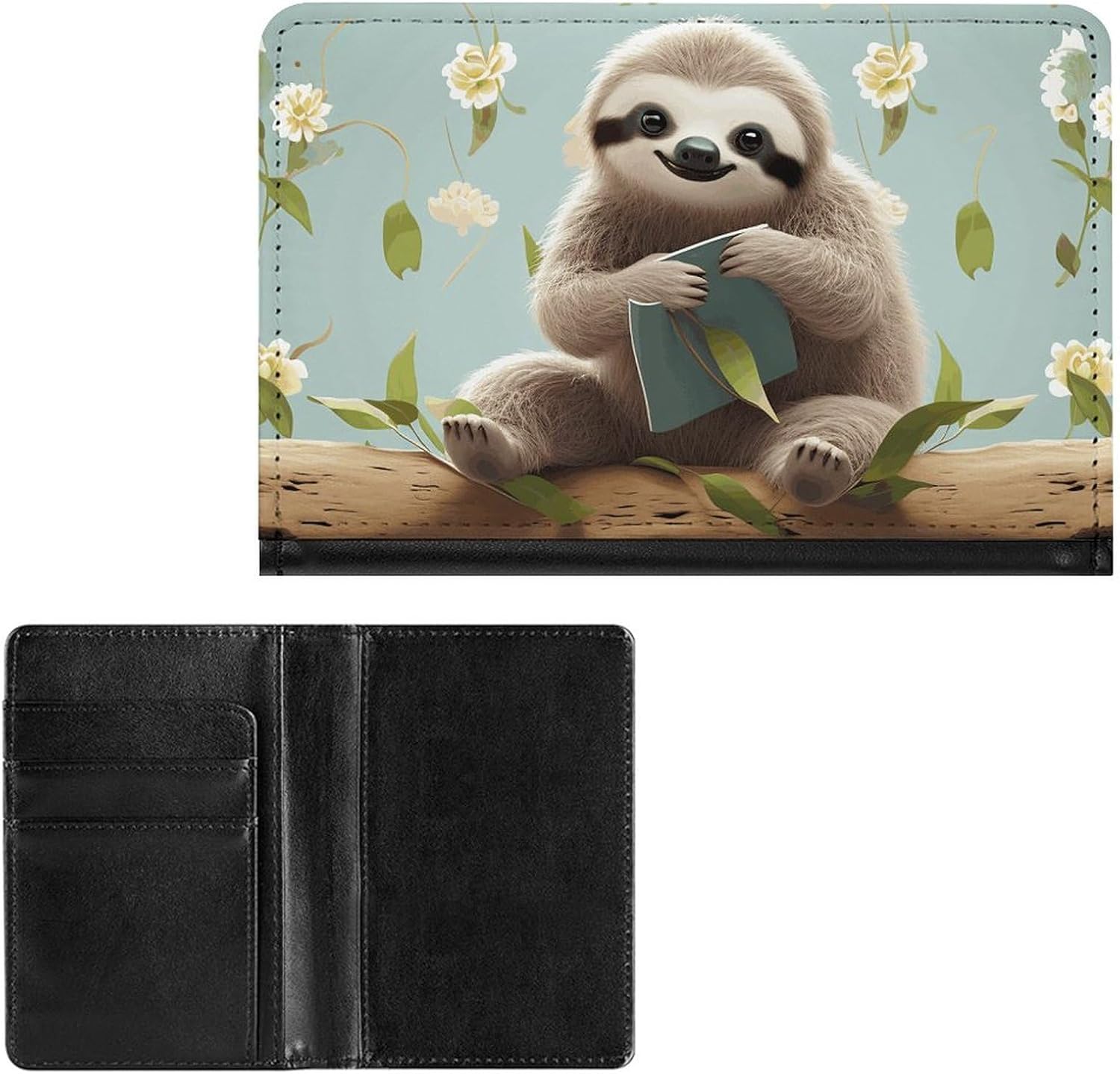 Cute Passport Holder for Travel,Personalized Multi-Functional Passport Cover with Card Slots,Slim Cute Sloths Printed Passport Wallet for Women Men
