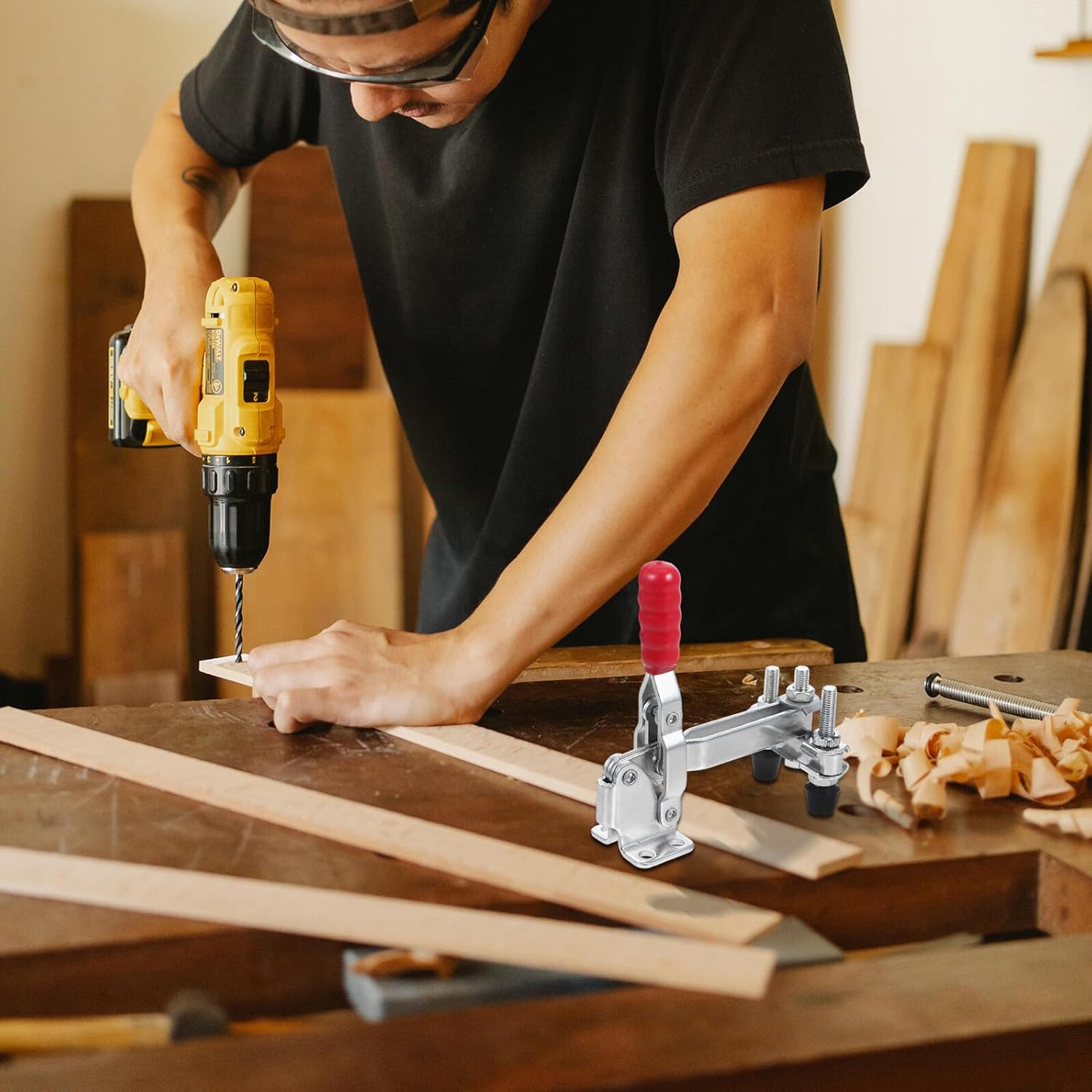 2pcs Vertical Toggle Clamps Welding Toggle Clamp Replacement Iron Fixed Quick Release Desktop Hand Tool for Woodworking Workshop