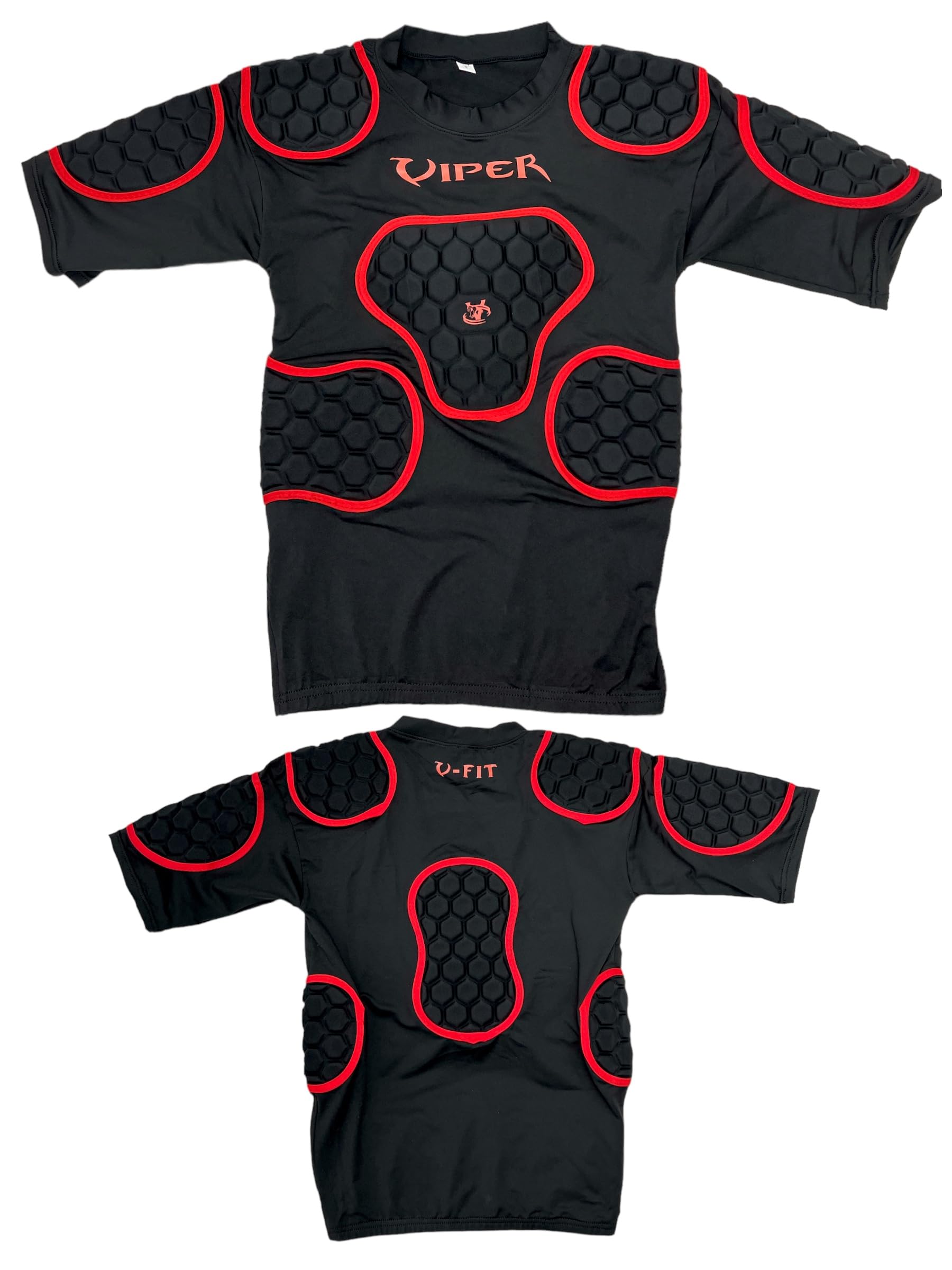 VIPER V FIT RUGBY SHOULDER PADS BODY ARMOUR (BLACK/RED) (as8, alpha, x_s, regular, regular)