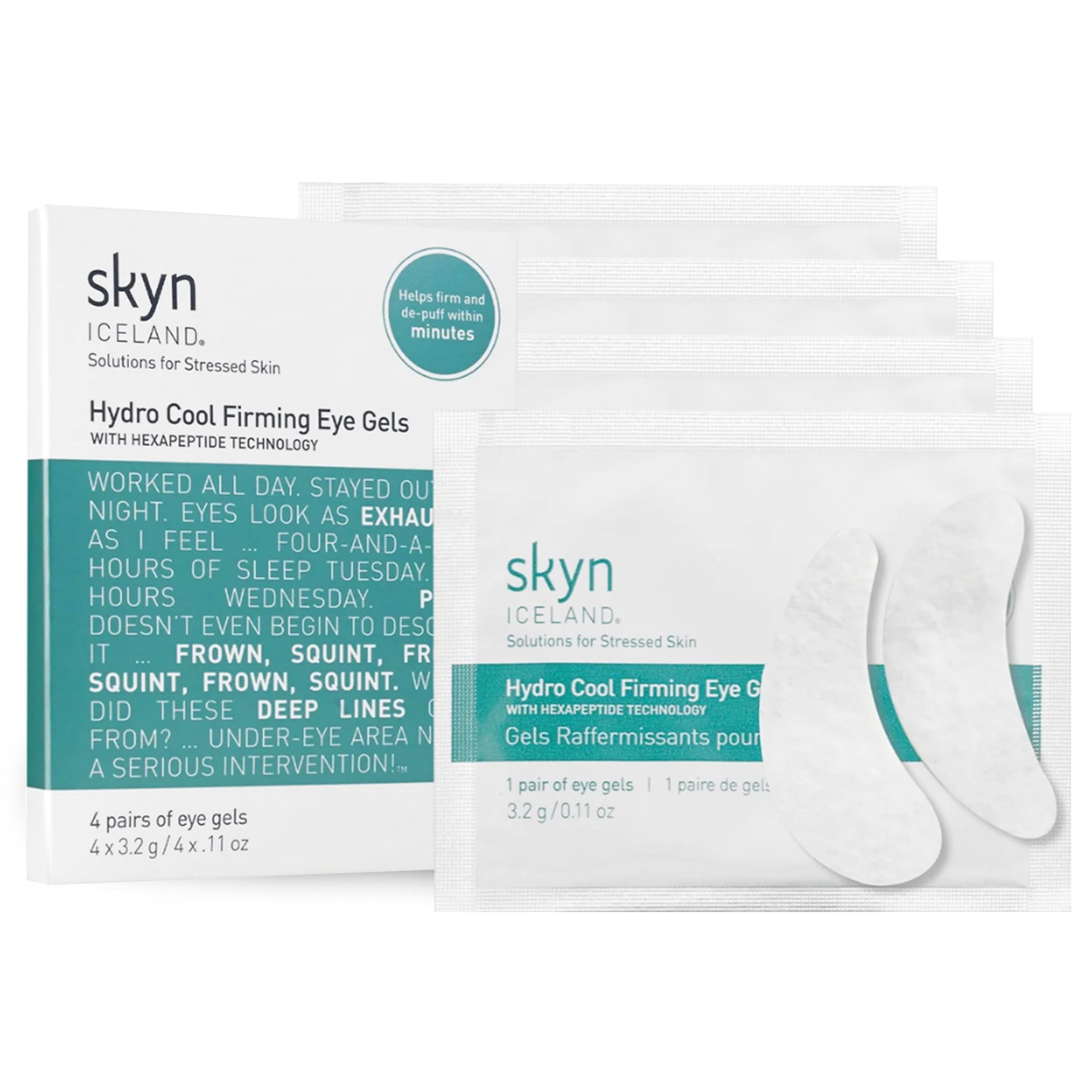 skyn ICELAND Hydro Cool Firming Under Eye Patches. Eye Gel Mask to Firm And Reduce Wrinkles, Fine Lines, Dark Circles, Puffy Eyes & Bags, 4 Pairs