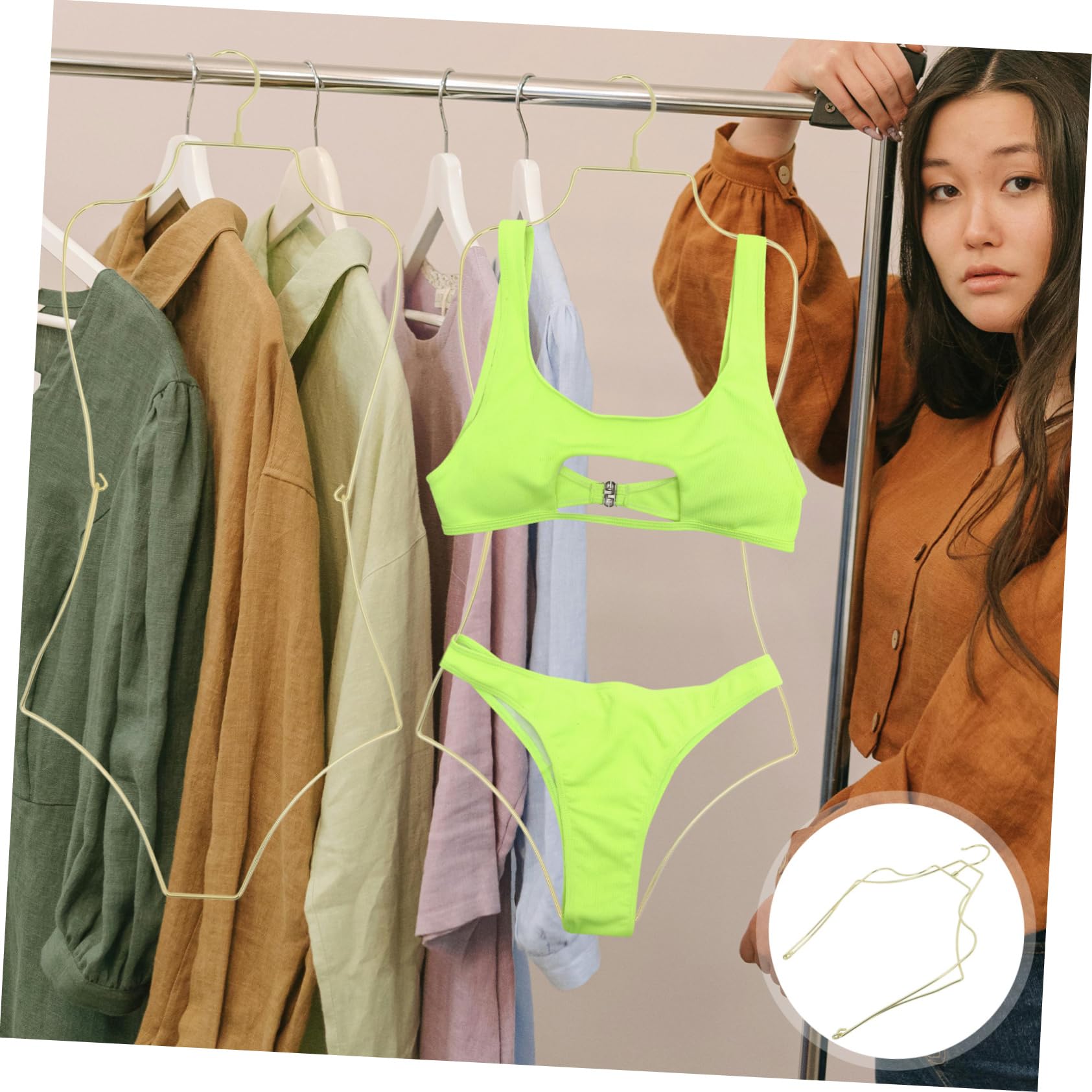 Garneck Grucce Perle Pieghevoli da Viaggio per Bikini e Costume da Bagno, Lega di Alluminio, 2 Pezzi, Riutilizzabili, Anti-piega