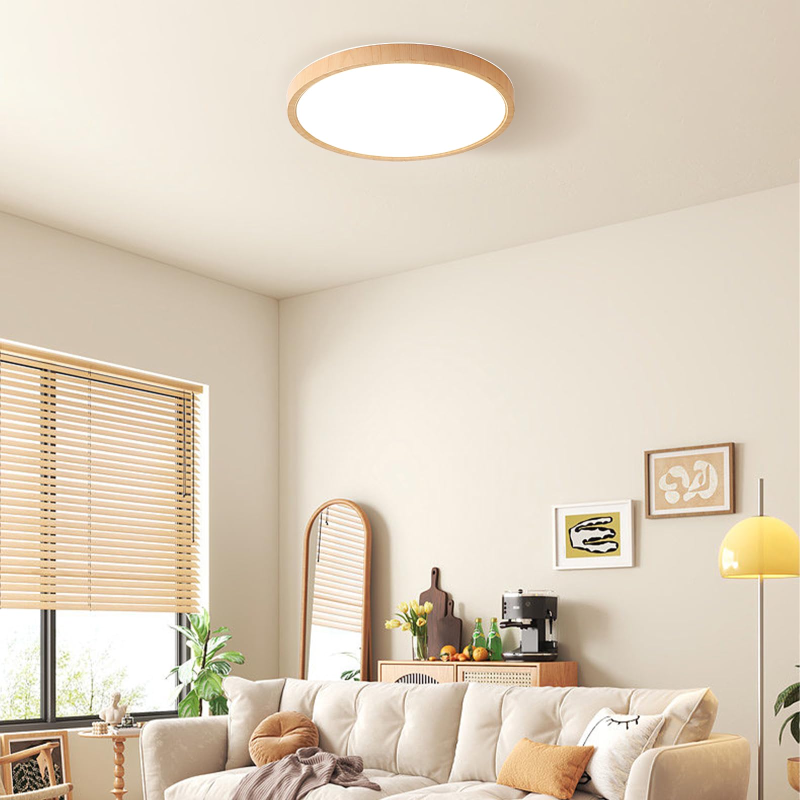 Led De Grano De Madera Lampara Techo Montaje Empotrado,Ultrafino Moderno Plafon Led Techo,24W 3000K/4000K/6000K Seleccionable,Redondo Lamparas De Techo Salon Para Sala De Estar,Cocina,SalóN,Pasillo