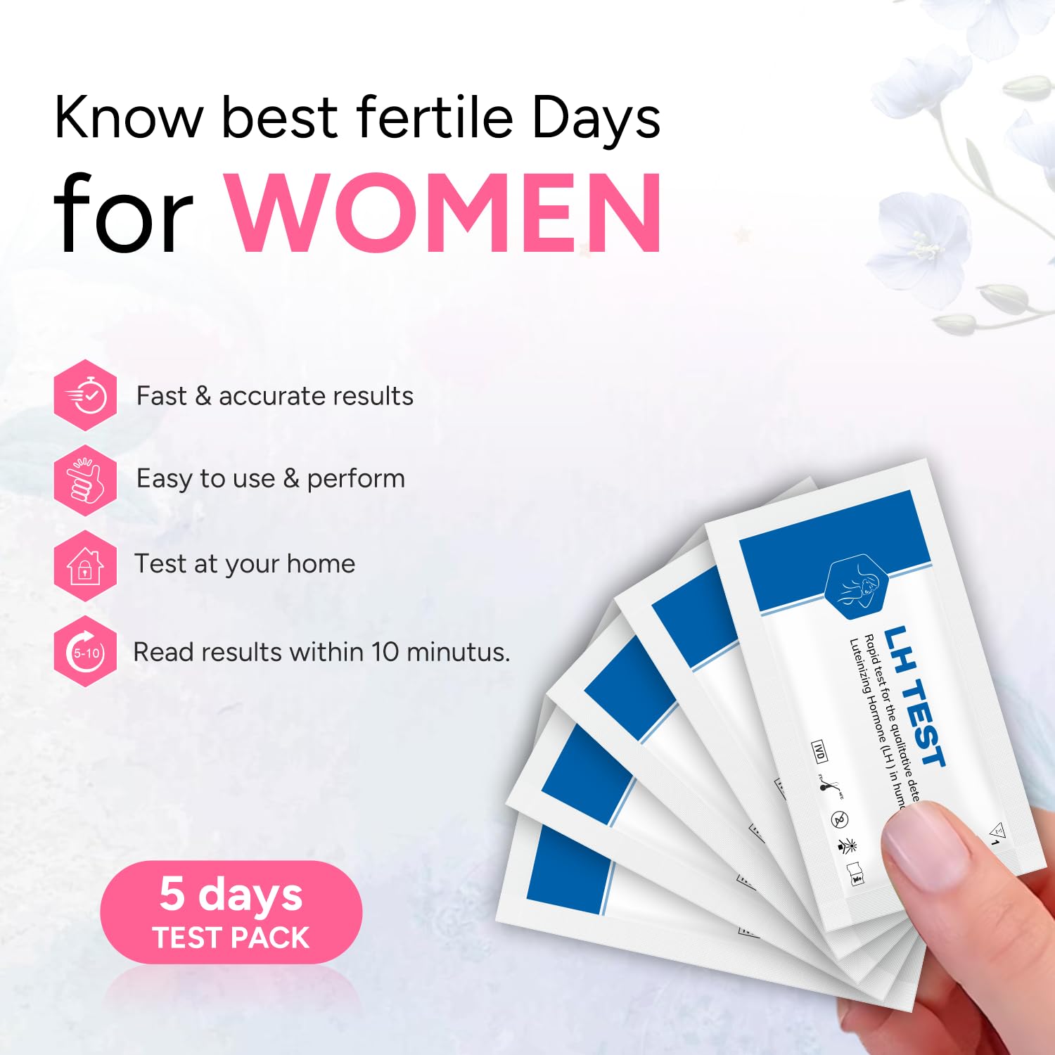 Koshbio LH Ovulation Test Kit for Women | Pregnancy Planning & Ovulation Test | Rapid & Accurate Results in 5 Mins | Single Step Ovulation Kit Pack for Home | Pack of 5 2