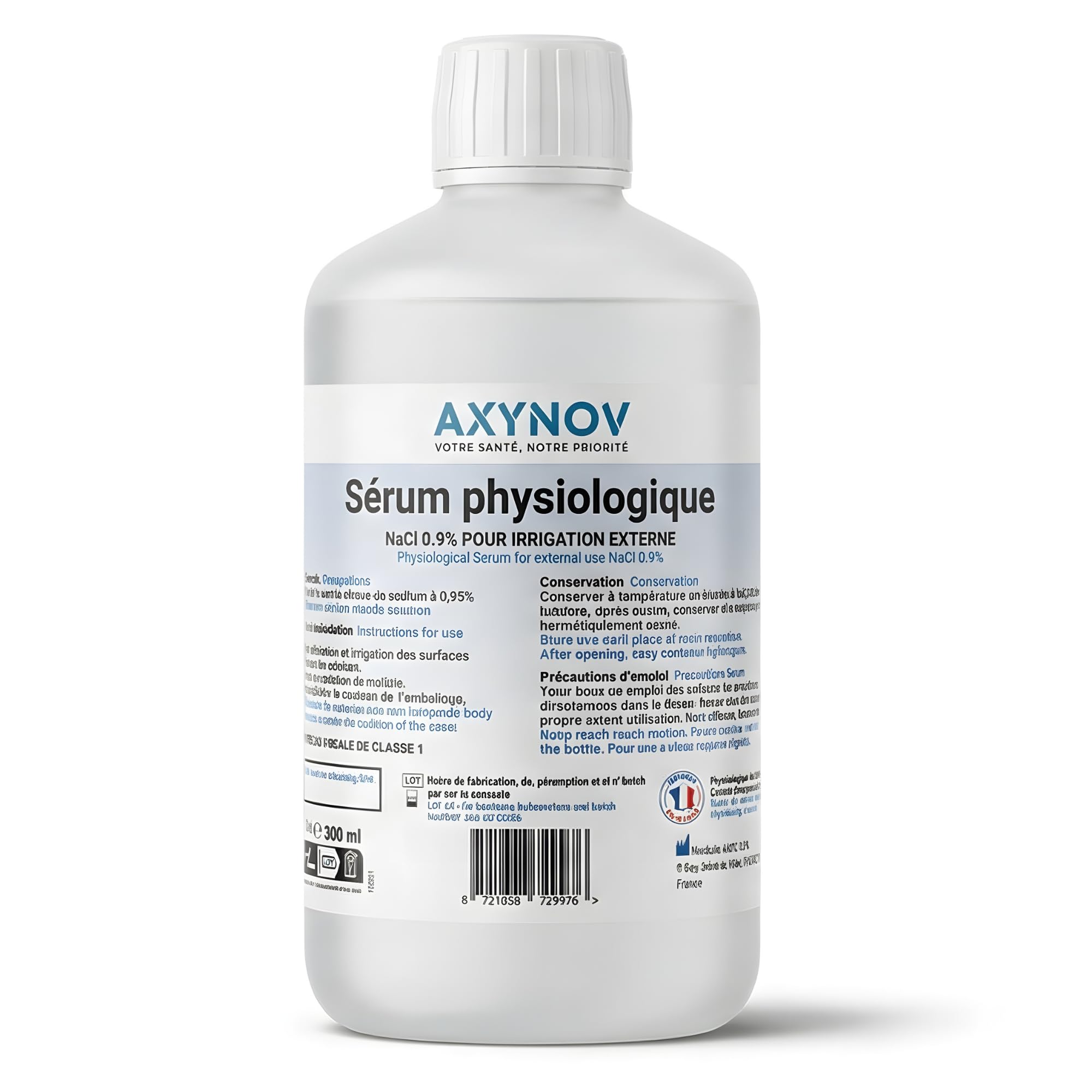 NaCl 0.9-500 ml - Isotonische physiologische Kochsalzlösung Nasenfrei Baby Nase Wundreinigung Saline Solution Lösung für die Nasen Augen AXYNOV