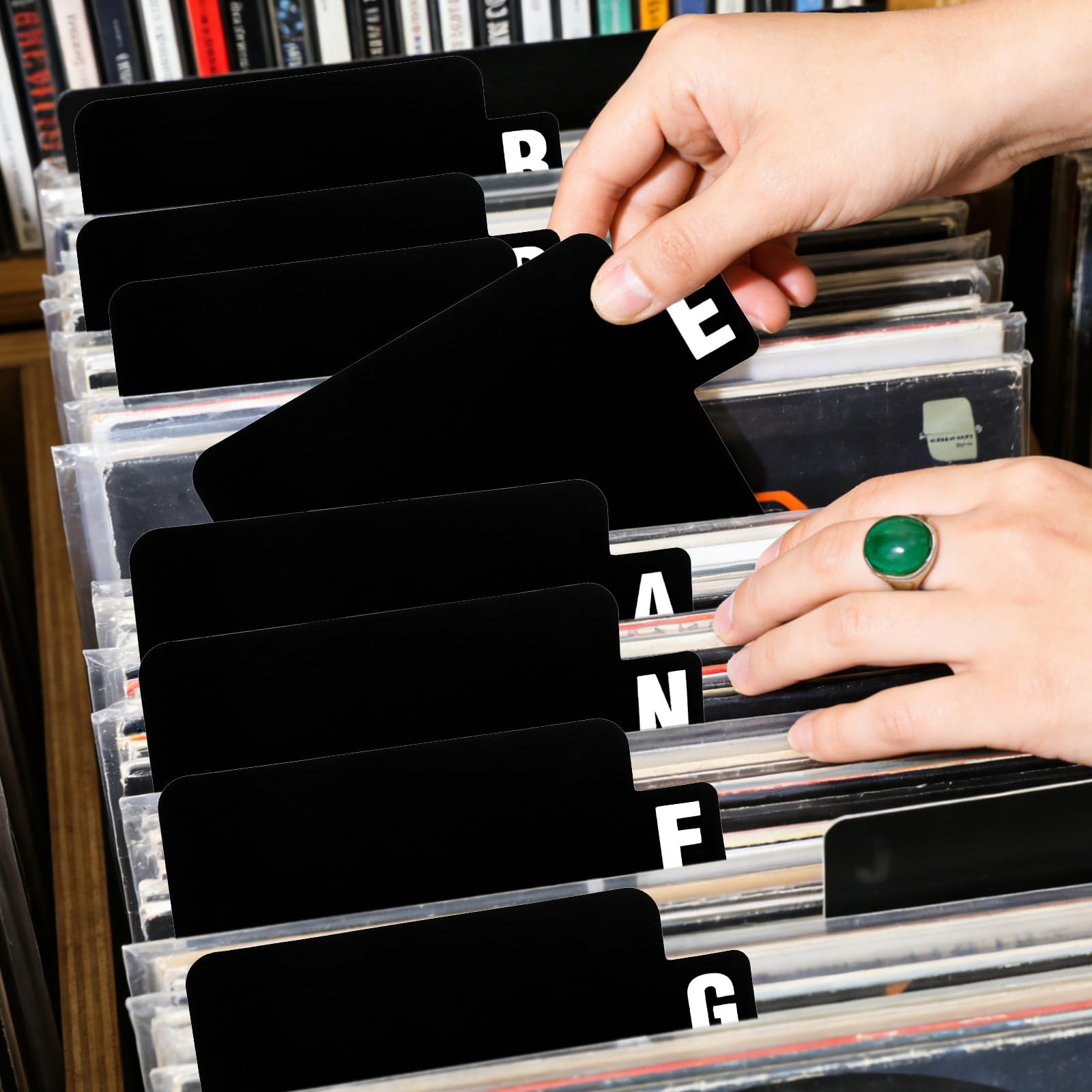 26 x czarne przegrody winylowe, alfabetyczne rozdzielacze A-Z, organizer na płyty winylowe z zakładkami alfabetycznymi do przechowywania płyt DVD, płyt CD, albumów i książek