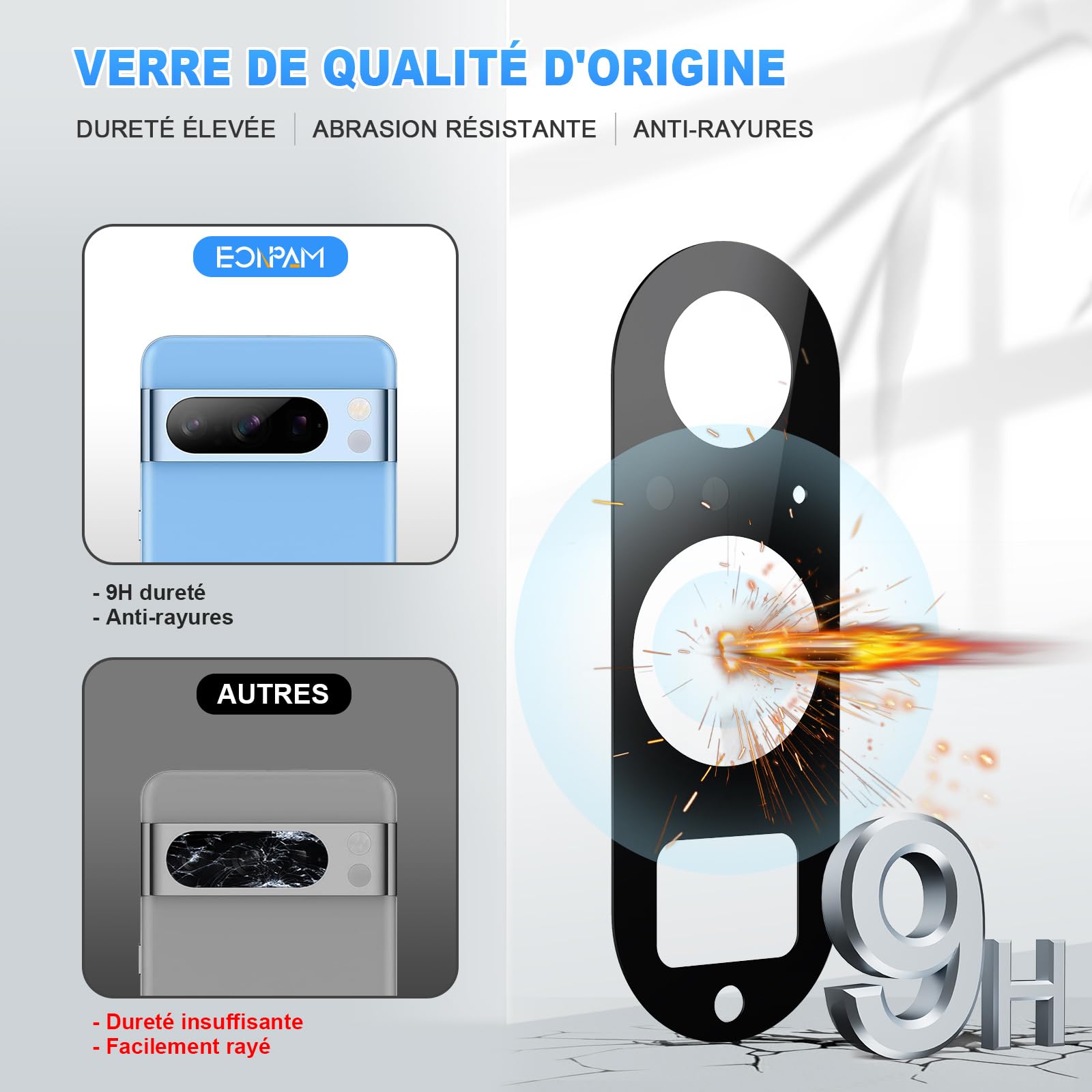 VERRE DE CAMÉRA VIVE Y11S RECHANGE ARRIÈRE OBJECTIF ARRIÈRE ADHÉSIF