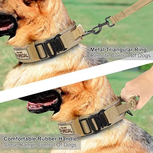 Miniatura 4 de Beirui Collar de perro de 2.5 pulgadas de ancho con asa de control, collar táctico resistente de 2.6 in de ancho con hebilla de metal fuerte, collar