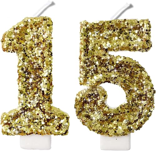 Velas de números con purpurina dorada de 2.8 pulgadas, muchos colores, regalos de cumpleaños de 15 y 51, velas de cumpleaños, velas de cumpleaños disponible en Yaxa Colombia