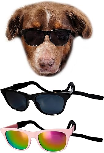 Vista 10 de G006 Disfraz para perro y mascota, estilo retro de los años 80, lentes de sol ajustables para razas medianas de 20 a 40 libras, para fiesta, Panto