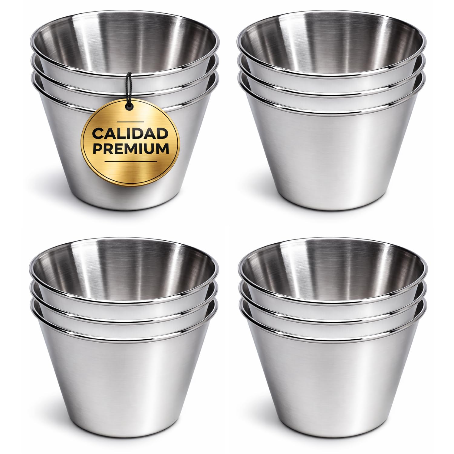 Euroxanty Silver Euroxanty® | Set Of 12 | Pudding Moulds | Non-Stick Muffin Tin | Dariole Moulds | Stainless Steel | Ø8 Cm | Cupcake Mould | Pastry