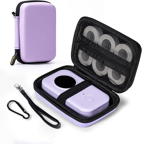 Memoking Funda rígida de almacenamiento - Compatible con Phomemo D30, SUPVAN E10, NIIMBOT D11, JADENS D110 y más, con bolsillo de malla con